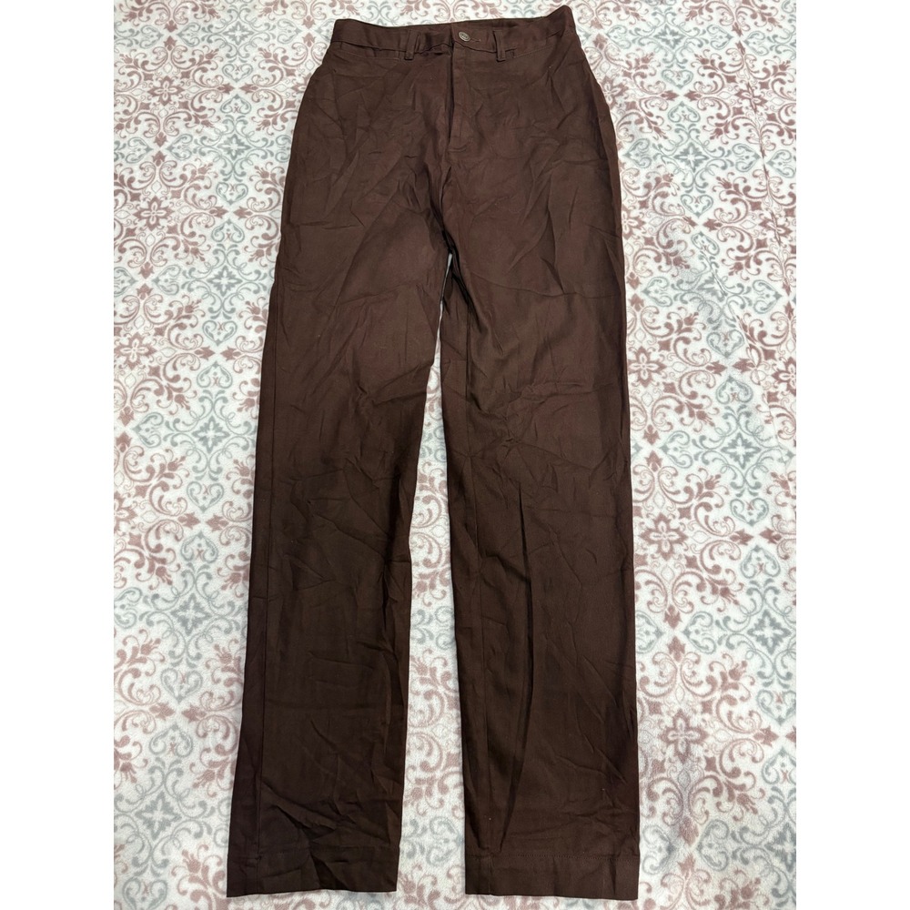 Solutions Casualwear Brown Straight Leg Cotton Blend Pants Size 6 RN 59394